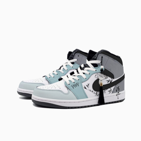Jordan Air Jordan 1 Ink Bamboo Abrasion Resistant Mid top Vintage Basketball Shoes Unisex Gray