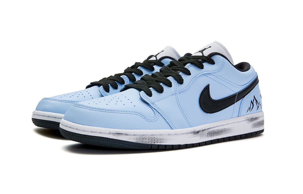 Jordan Air Jordan 1 Slip Resistant Abrasion Resistant Low top Vintage Basketball Shoes Unisex Blue