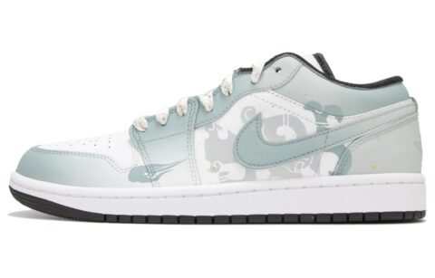 Jordan Air Jordan 1 Cushioning Slip Resistant Low top Vintage Basketball Shoes Men’s White Green