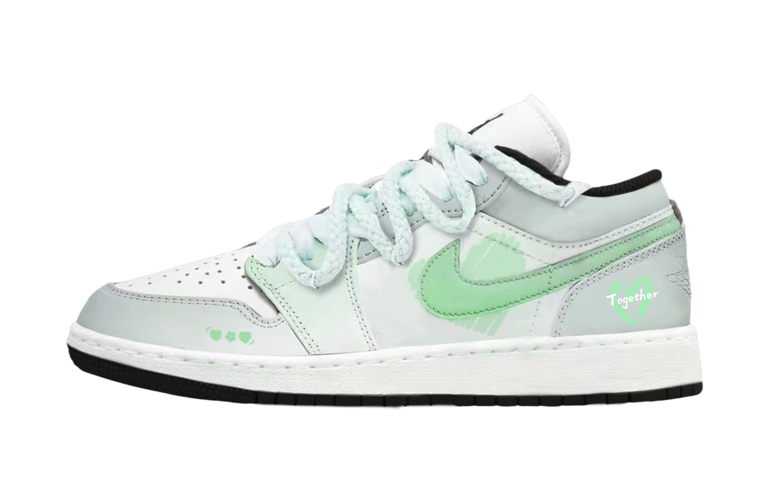 Jordan Air Jordan 1 Leather Abrasion Resistant Low top Vintage Basketball Shoes Unisex Sweet Green