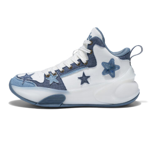 DEVIL AND ANGEL Slip Resistant Abrasion Resistant Low top Vintage Basketball Shoes Unisex Blue Rose