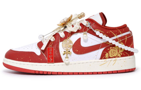 Jordan Air Jordan 1 Low top Vintage Basketball Shoes Unisex Red White