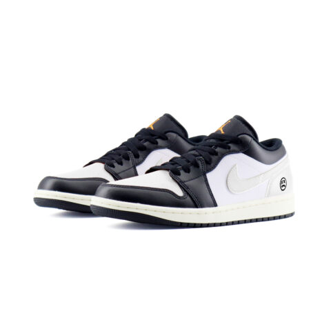 Jordan Air Jordan 1 Fashion Trend Abrasion Resistant Low top Vintage Basketball Shoes Unisex Black Silver
