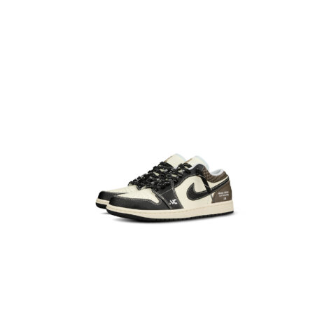 Jordan Air Jordan 1 Abrasion Resistant Slip Resistant Low top Vintage Basketball Shoes Men’s Beige Umber Black