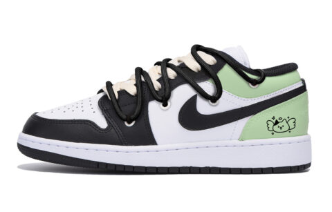 Jordan Air Jordan 1 Puppy Fragment Slip Resistant Abrasion Resistant Low top Vintage Basketball Shoes Men’s Black Green