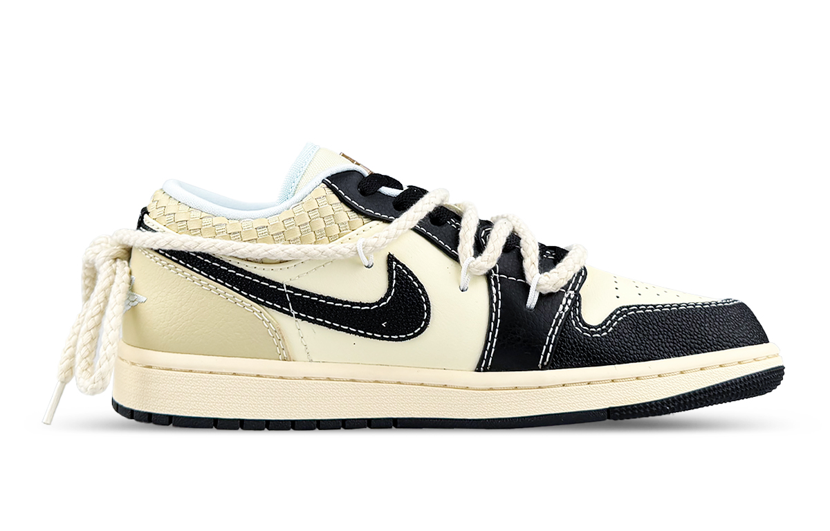 Jordan Air Jordan 1 Low top Vintage Basketball Shoes Men’s Beige Black