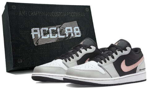 Jordan 1 Cushioning, Wear Resistant Low top Vintage Basketball Shoes Unisex Black Gray Pink
