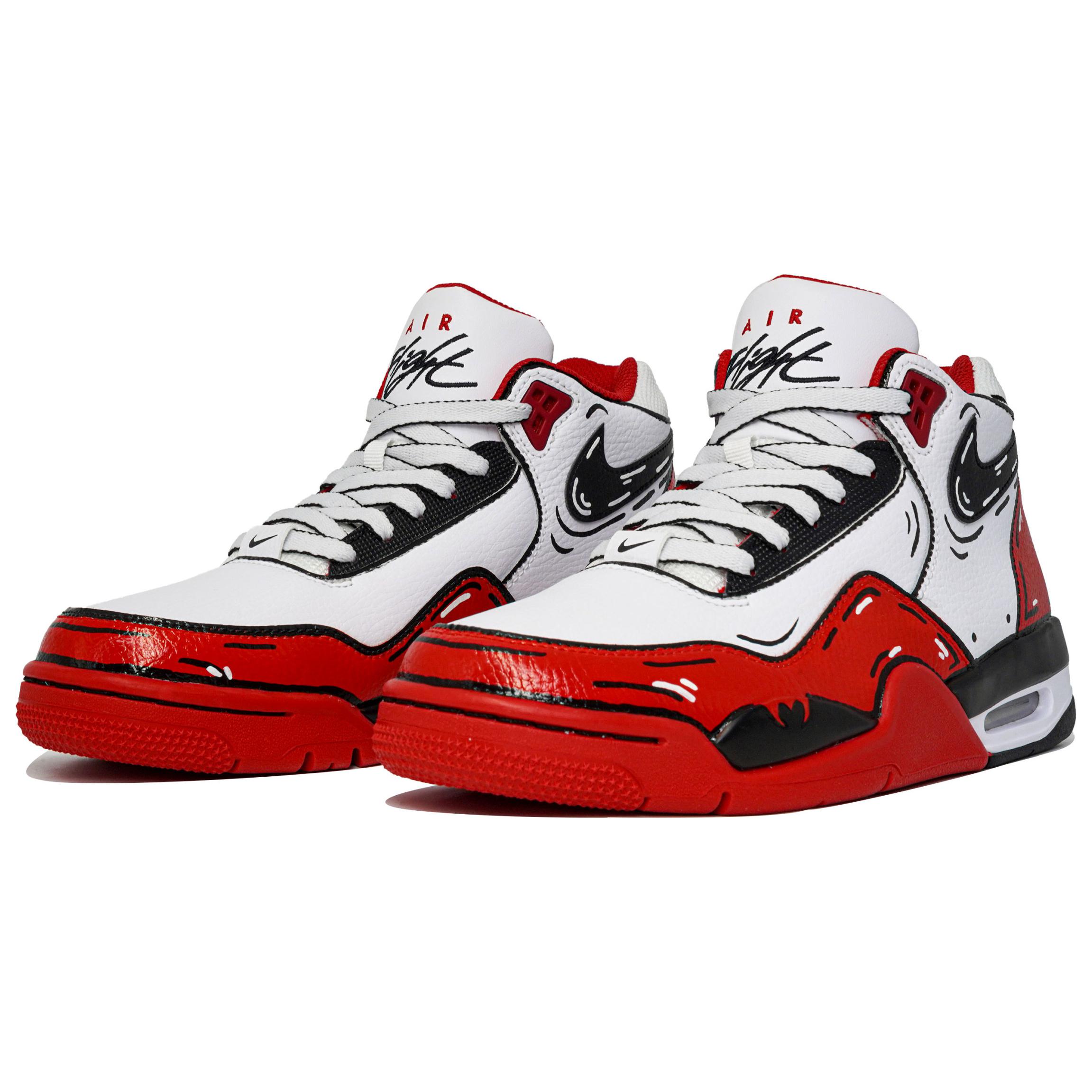Nike Flight Legacy Slip Resistant Mid top Vintage Basketball Shoes Unisex Red