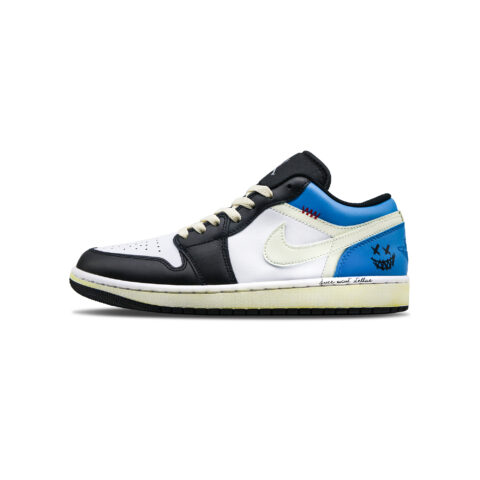 Jordan Air Jordan 1 Abrasion Resistant Low top Vintage Basketball Shoes Men’s White Blue