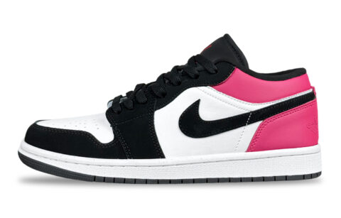 Jordan Air Jordan 1 Pink Leopard Abrasion Resistant Low top Vintage Basketball Shoes Unisex Black Pink