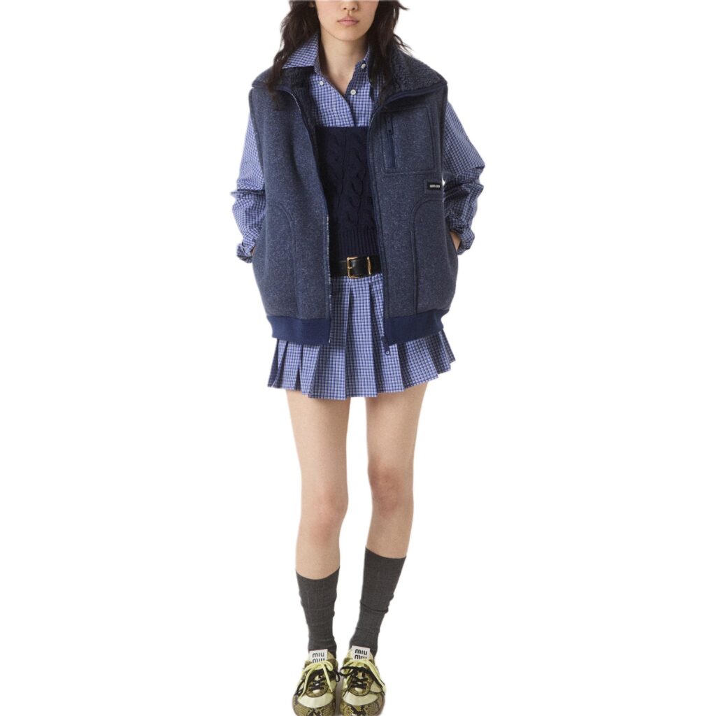 MIU MIU Vests Women’s Uniform Blue Stand Collar Moderate Other