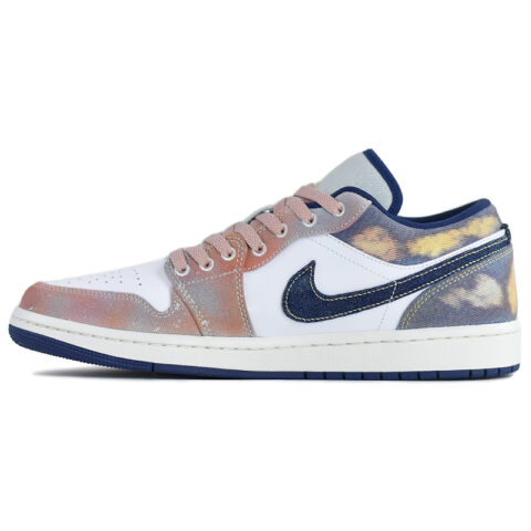 Jordan Air Jordan 1 NR Cushioning Slip Resistant Abrasion Resistant Low top Vintage Basketball Shoes Men’s Blue Pink