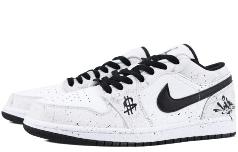 Jordan Air Jordan 1 Abrasion Resistant Breathable Cushioning Low top Vintage Basketball Shoes Men’s Black White Gray
