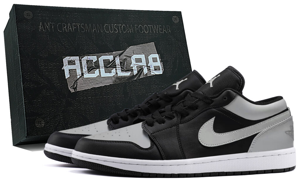 Jordan Air Jordan 1 Lightweight Low top Vintage Basketball Shoes Unisex Shadow Gray