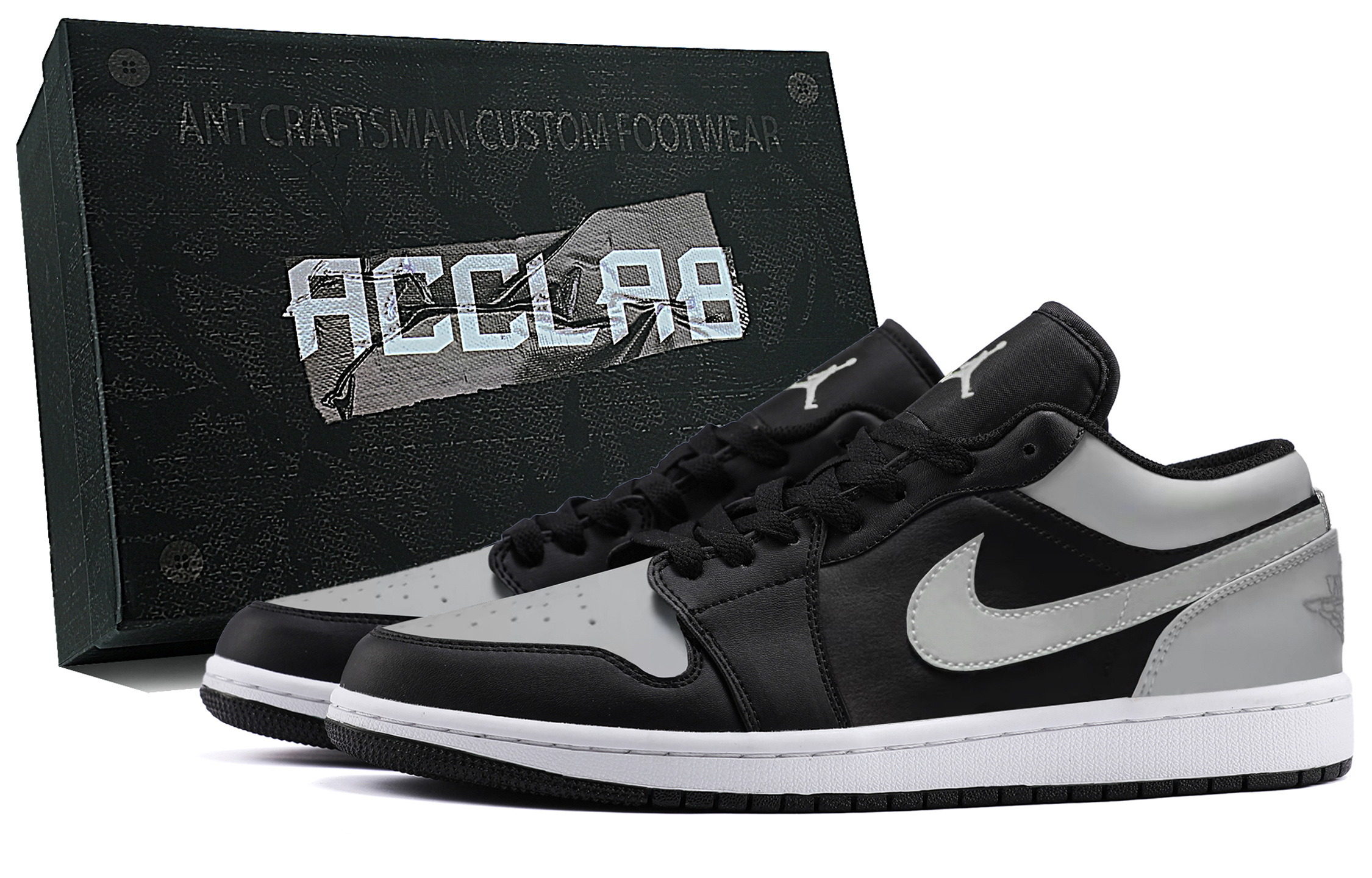 Jordan Air Jordan 1 Lightweight Low top Vintage Basketball Shoes Unisex Shadow Gray