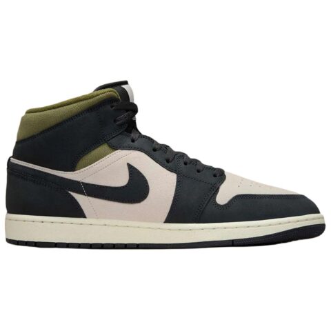 Jordan Air Jordan 1 Mid top Vintage Basketball Shoes Men’s Beige Black Green