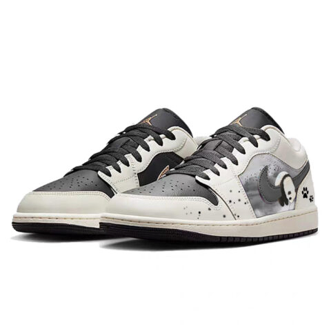 Jordan Air Jordan 1 Slip Resistant Abrasion Resistant Low top Vintage Basketball Shoes Men’s White