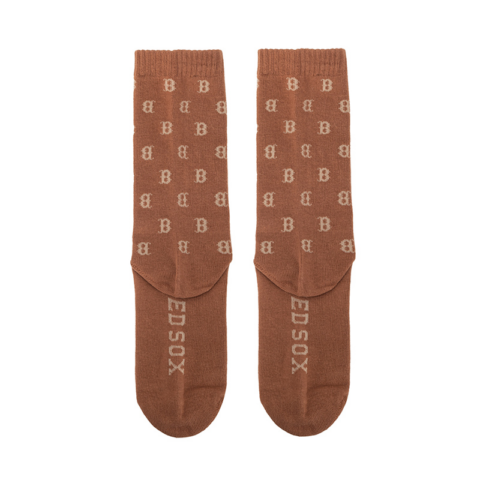 MLB Monogram Collection, Boston Red Sox Crew Socks Unisex 1 Pack Brown