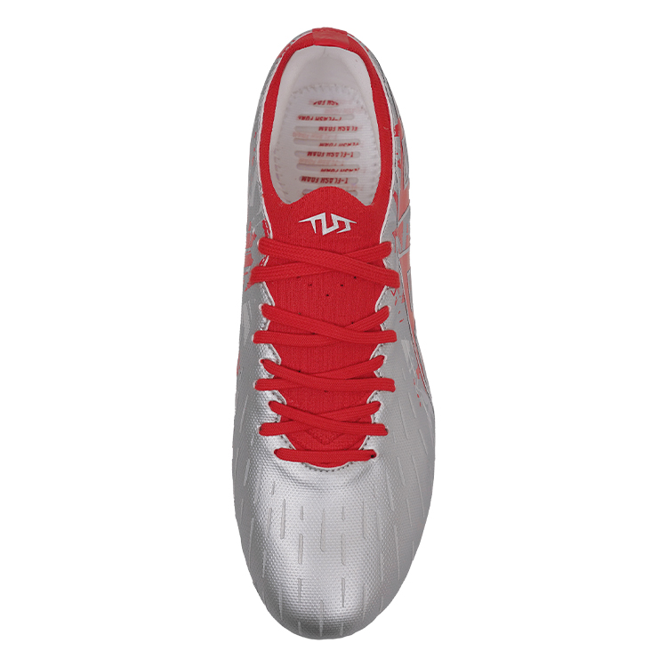 TLSS. FG Firm Ground Natural Grass Cushioning Slip Resistant Cushioning Slip Resistant Soccer Shoes Men’s Silver Red