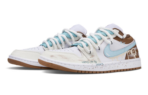 Jordan Air Jordan 1 Sea Salt Coconut Abrasion Resistant Low top Vintage Basketball Shoes Unisex White Blue Brown