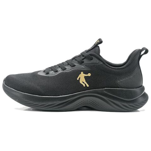 QIAODAN Slip Resistant, Abrasion Resistant, Breathable Low top Casual Running Shoes Men’s Black Gold
