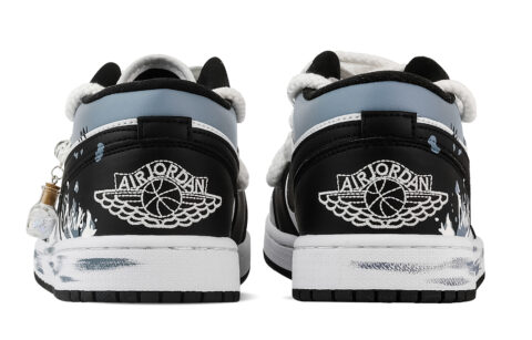 Jordan Air Jordan 1 River Ink Self Ignition Low top Vintage Basketball Shoes Unisex Black White Blue
