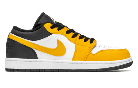 Jordan Air Jordan 1 Cushioning Low top Vintage Basketball Shoes Unisex Yellow White Black