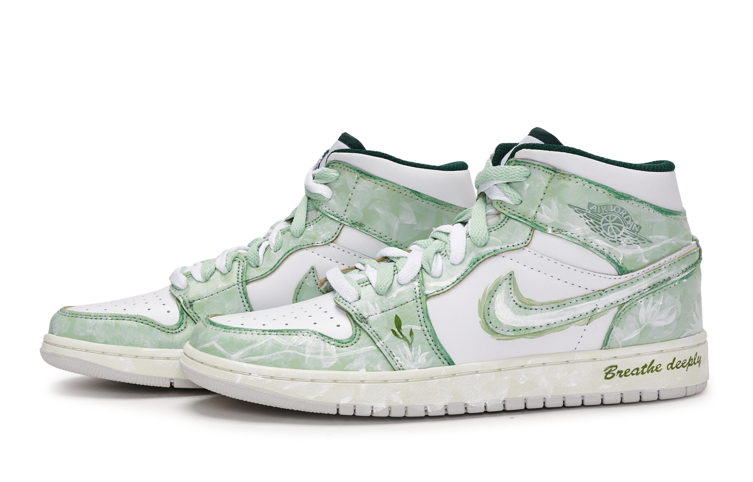 Jordan Air Jordan 1 Vintage Basketball Shoes Unisex Mid Top White/Green