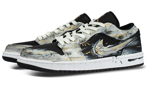 Jordan Air Jordan 1 Synthetic Leather Abrasion Resistant Low top Vintage Basketball Shoes Unisex Dark Gray