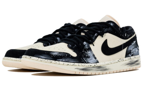 Jordan Air Jordan 1 Abrasion Resistant Abrasion Resistant Low top Vintage Basketball Shoes Unisex Black White Pink