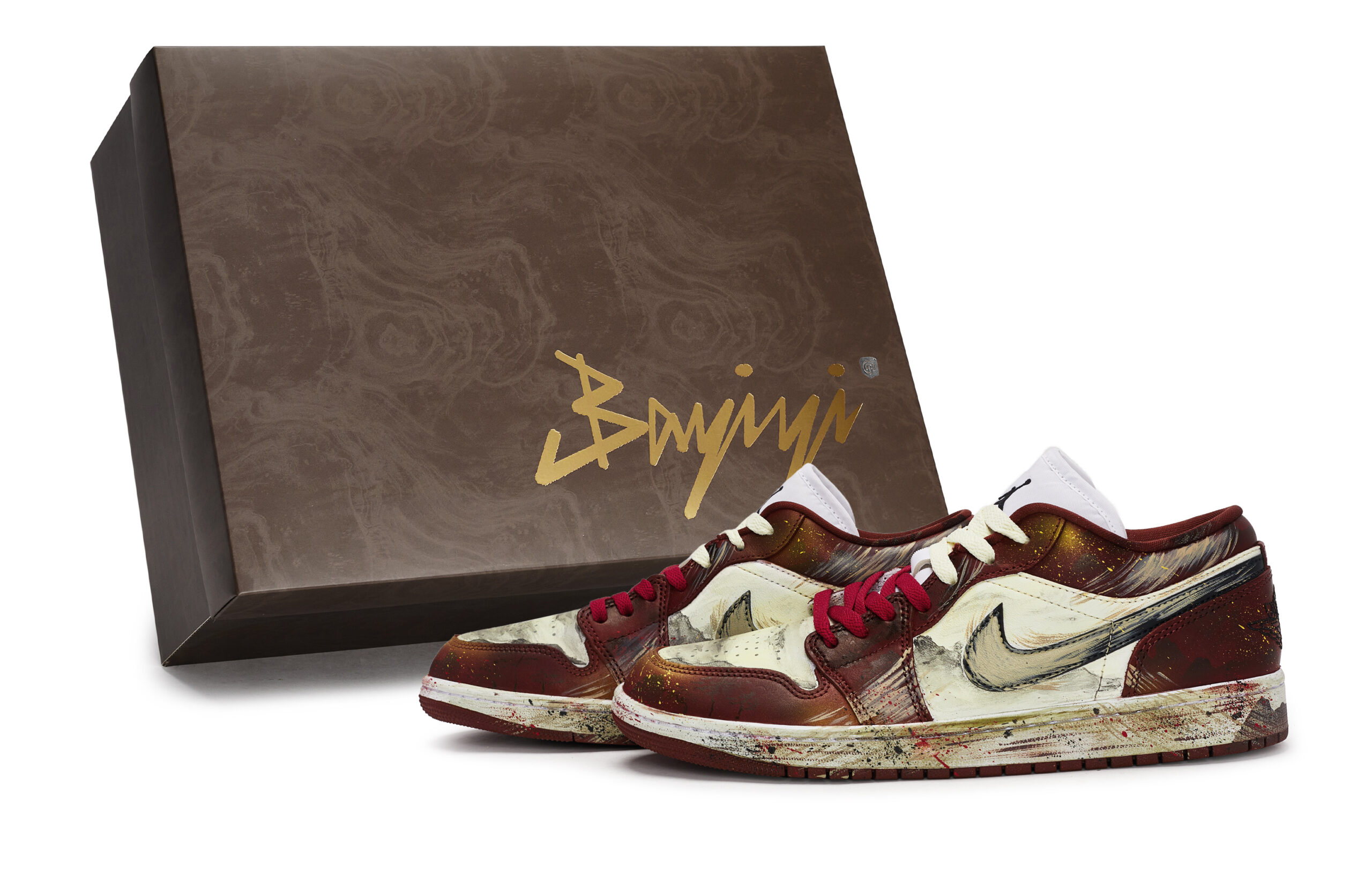 Jordan Air Jordan 1 Vintage Basketball Shoes Unisex Low Top Beige/Red/Brown