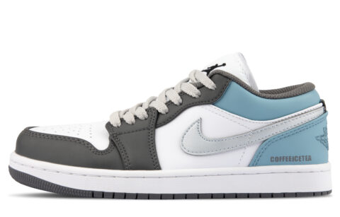Jordan Air Jordan 1 Cow Leather Trendy Cushioning, Wear Resistant Low top Vintage Basketball Shoes Unisex Steel Blue