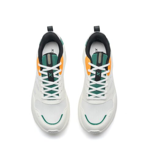 XTEP Slip Resistant Lightweight Rebound Low top Casual Running Shoes Men’s Sail White Gray