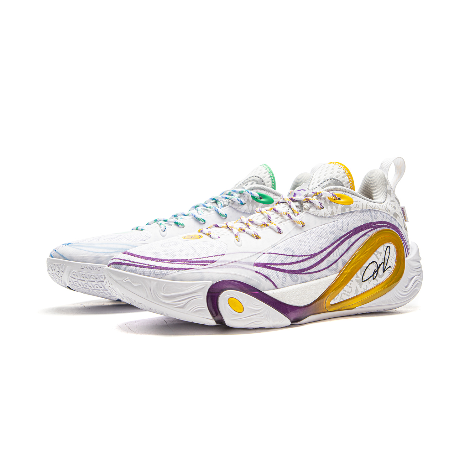 Li Ning DLO1 Cushioning Slip Resistant Abrasion Resistant Rebound Grip Low top Basketball Shoes Men’s White Gray