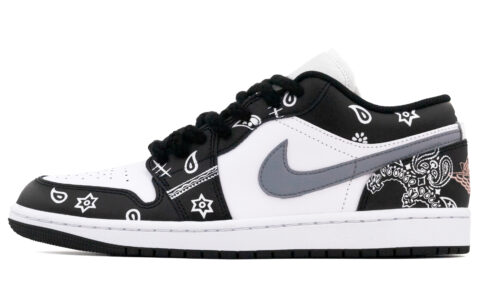 Jordan Air Jordan 1 Leather Low top Vintage Basketball Shoes Unisex Black