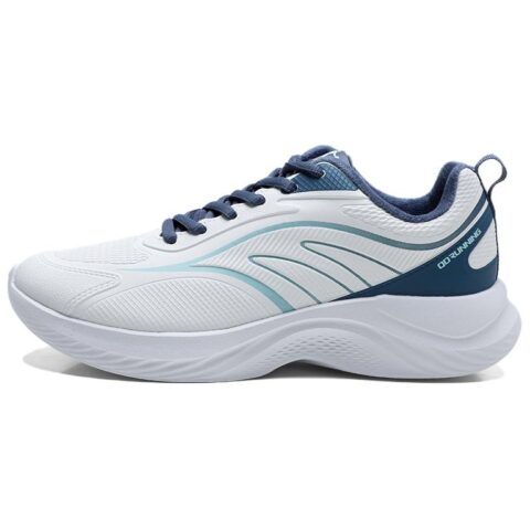 QIAODAN Slip Resistant Abrasion Resistant Low top Casual Running Shoes Men’s White Blue