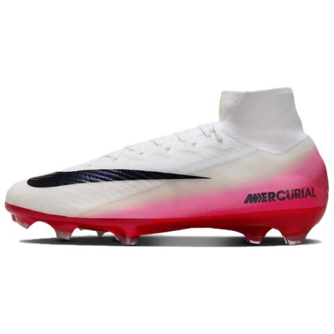 Nike Mercurial Superfly 10 FG Firm Ground Leather Soccer Shoes Unisex White Red