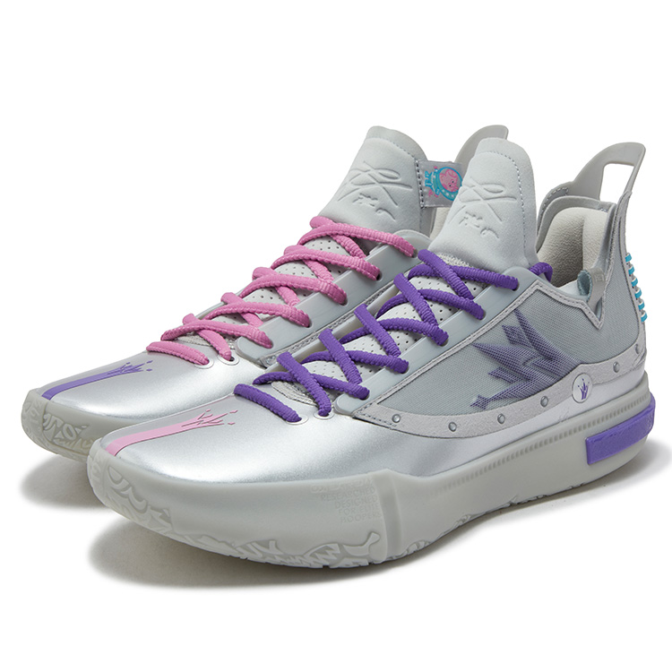 361° Joker 1 GT Basketball Shoes Men’s Mid Top Silver White/Wild Rose