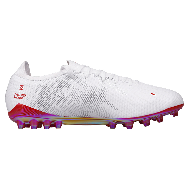 TLSS. MG Multi Ground Artificial Turf Cushioning Slip Resistant Abrasion Resistant Soccer Shoes Men’s White Black Red