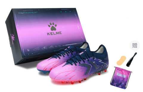 KELME Shadow 2.0 Cushioning Slip Resistant Breathable Coverage Soccer Shoes Unisex Dark Blue Neon Pink