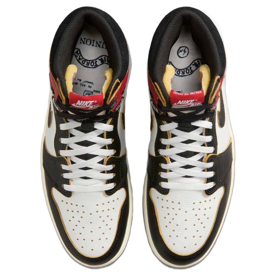 Jordan x Union X Fragment Design Air Jordan 1 High top Vintage Basketball Shoes Unisex Black White Blue