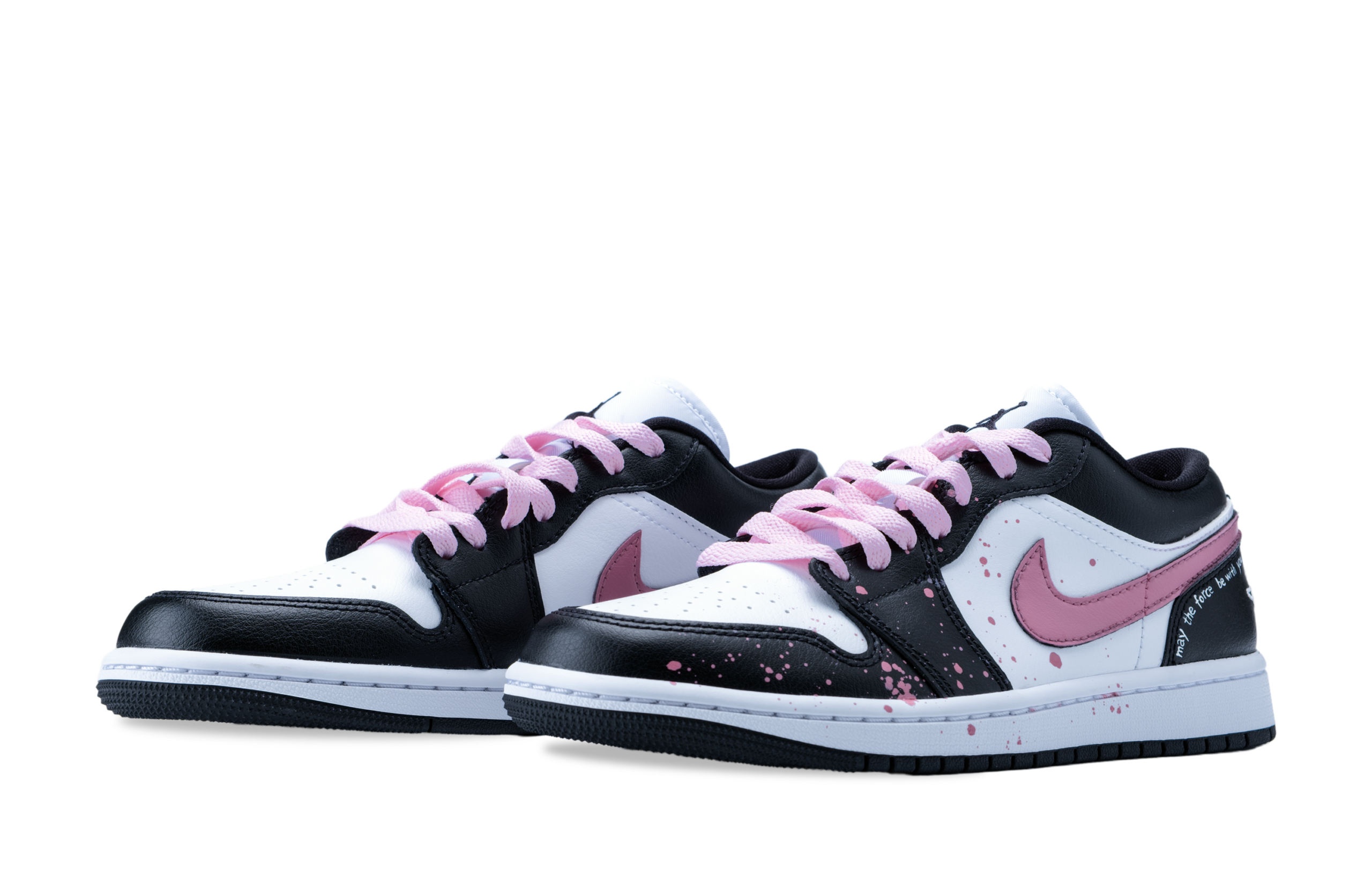 Jordan Air Jordan 1 Slip Resistant Low top Vintage Basketball Shoes Women’s Black Pink