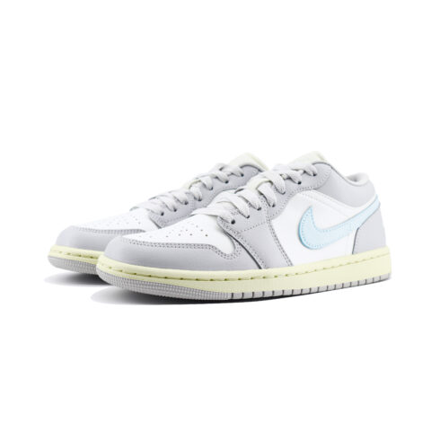 Jordan Air Jordan 1 Slip Resistant Abrasion Resistant Low top Vintage Basketball Shoes Unisex White Gray Blue