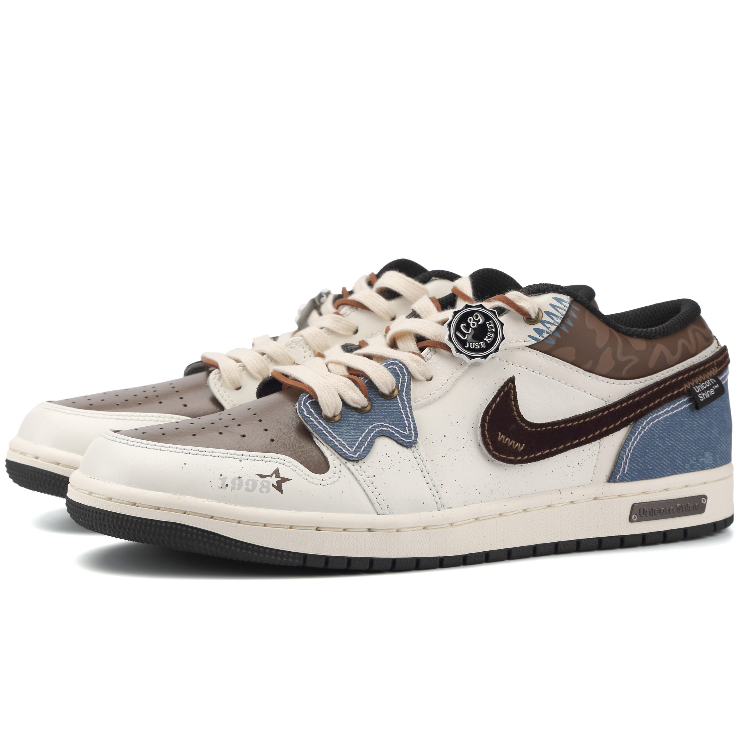Jordan Air Jordan 1 Denim Is Busy Leather Abrasion Resistant Abrasion Resistant Low top Vintage Basketball Shoes Men’s