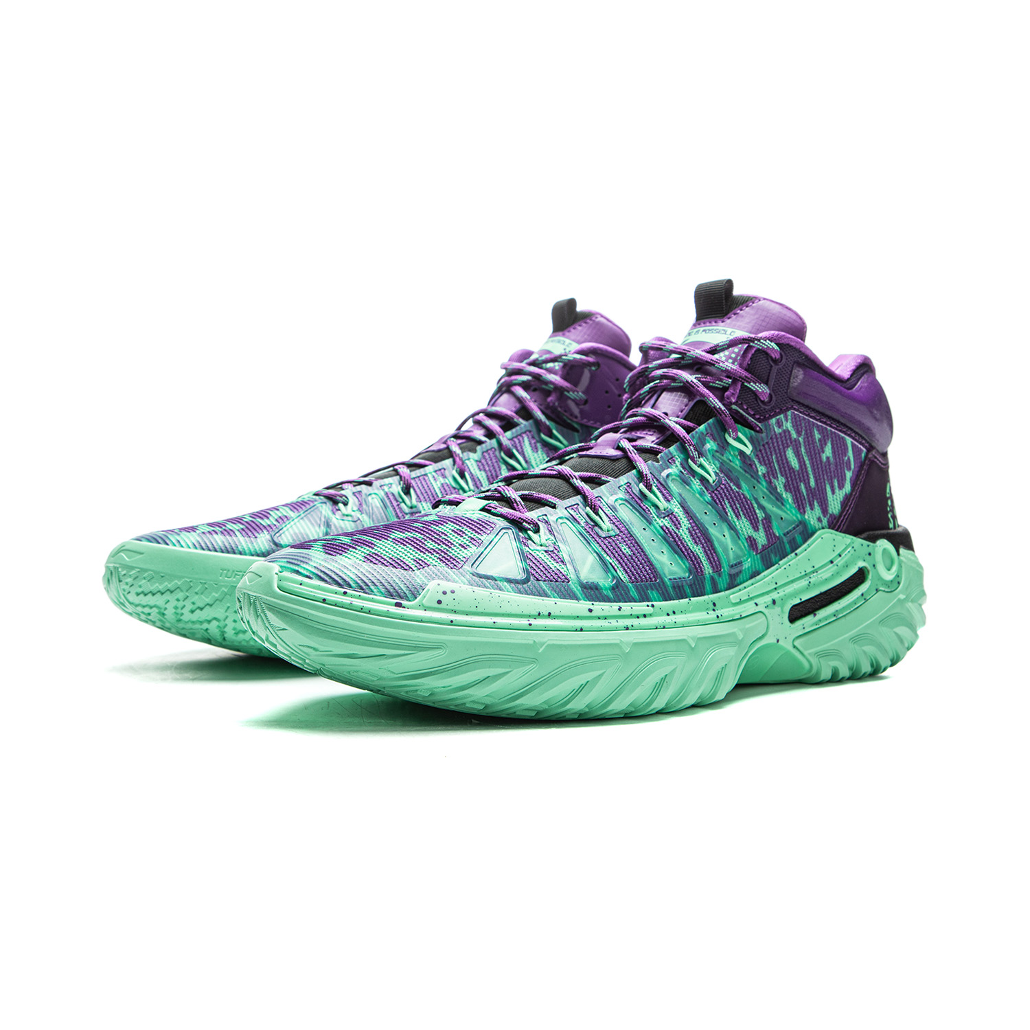 Li Ning Jie Ao 2High High top Comprehensive Performance Basketball Shoes Men’s Pearl Green Dragon Court Purple