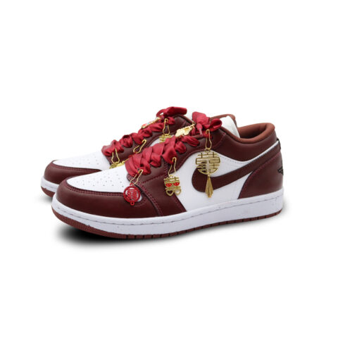Jordan Air Jordan 1 Starry Sky Love Leather Lightweight Low top Vintage Basketball Shoes Unisex Red White