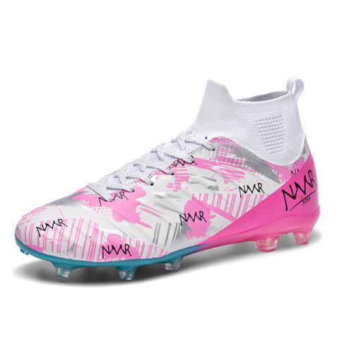 NMR Slip Resistant Waterproof Non Slip And Waterproof Soccer Shoes Unisex White Blue Pink