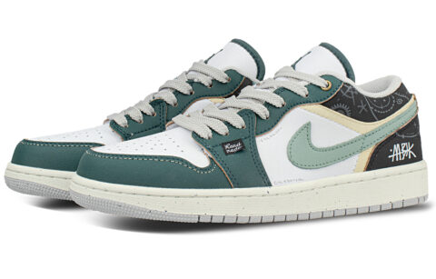 Jordan Air Jordan 1 Low top Vintage Basketball Shoes Unisex Olive Green
