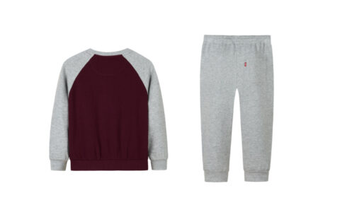 Levis Kids Clothing Comfortable Pullover Without Hood Sweatshirt Pants Casual Suit Heather Gray Teenagers