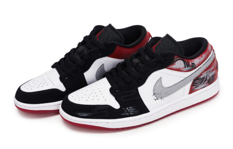Jordan Air Jordan 1 Abrasion Resistant Low top Vintage Basketball Shoes Unisex Black White Red